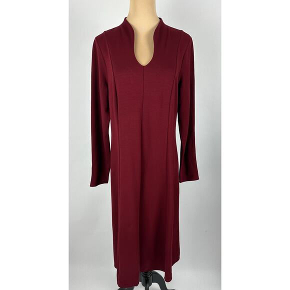 J Jill Size Medium Wearever Double-Face Jersey Dress in Crimson Red Quiet Luxury - Picture 4 of 12